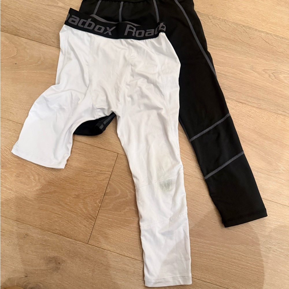 Kids Black and White Sports Leggings TWO PAIRS